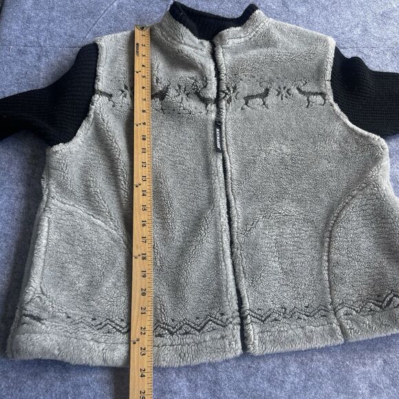 Black Mountain Jacket Womens Large Full Zip Gray Fleece Deer Snowflake Jacket - Picture 8 of 11